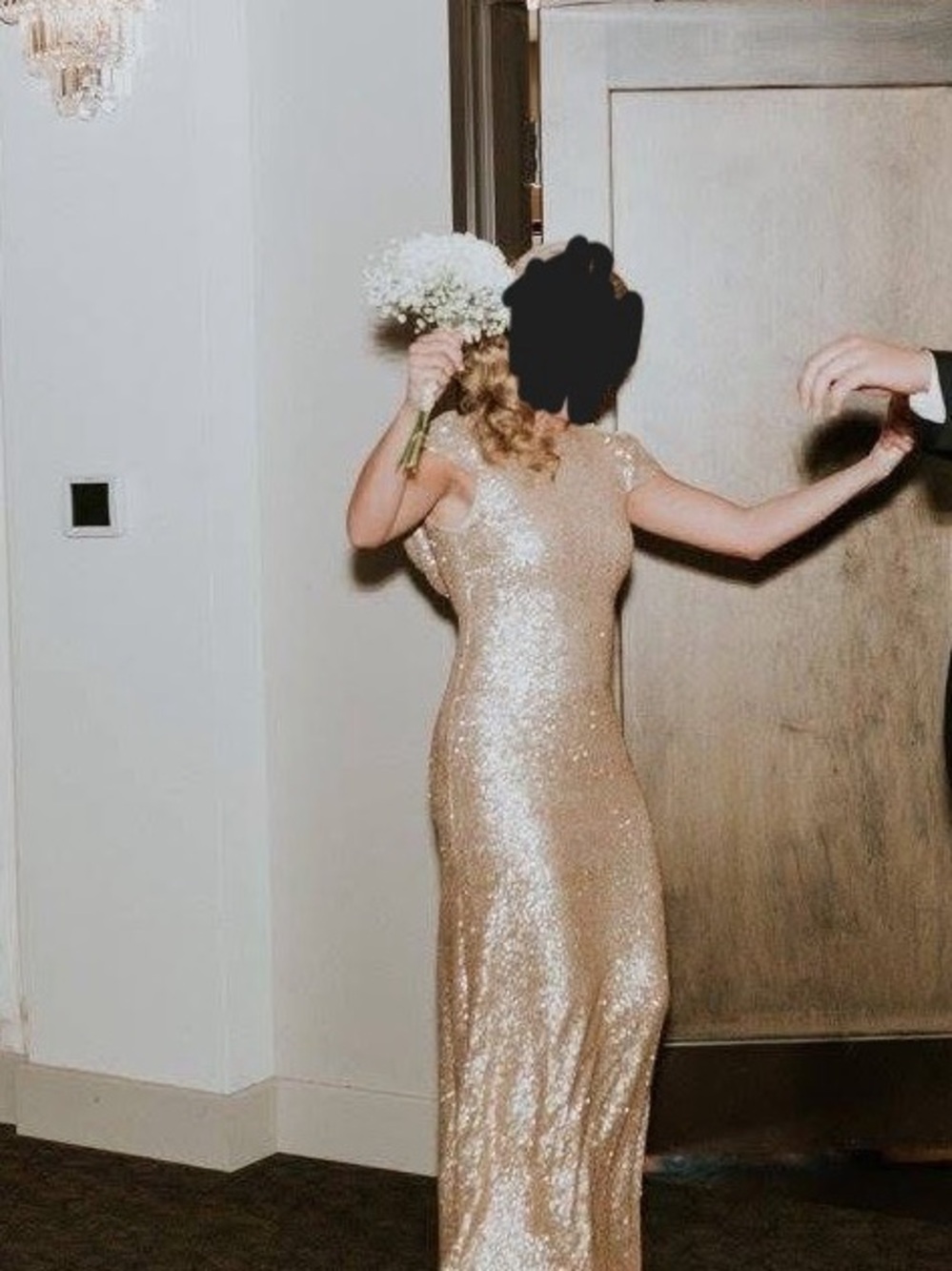 SORELLA VITA Gold Sequin Cap Sleeve Maxi Dress